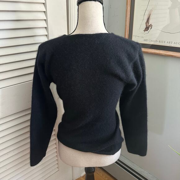Vintage ELLEN TRACY Sweater Womens P *XS/S Black Angora Wool Blend Beaded Retro - Picture 5 of 9